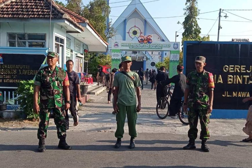 Babinsa Koramil 0823/01 Kota Laksanakan Pengamanan Ibadah Jemaat Gereja Katolik