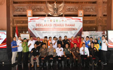 Kodim 0802/Ponorogo Melakukan Deklarasi Pemilu Damai Serentak Tahun 2024