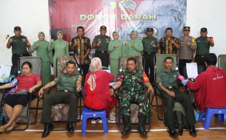 Sambut HUT Ke 60 Korem 081/DSJ, Kodim Blitar Gelar Bakti Sosial Donor Darah