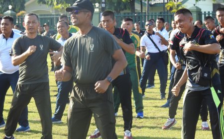 Dandim Pasuruan Ikuti Olahraga Bersama Polri dan Purnawirawan di Batalyon Zipur 10